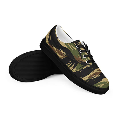 South Vietnamese Early War Tiger Stripe CAMO Mens Lace-Up Canvas Shoes - 5 - Lace-up