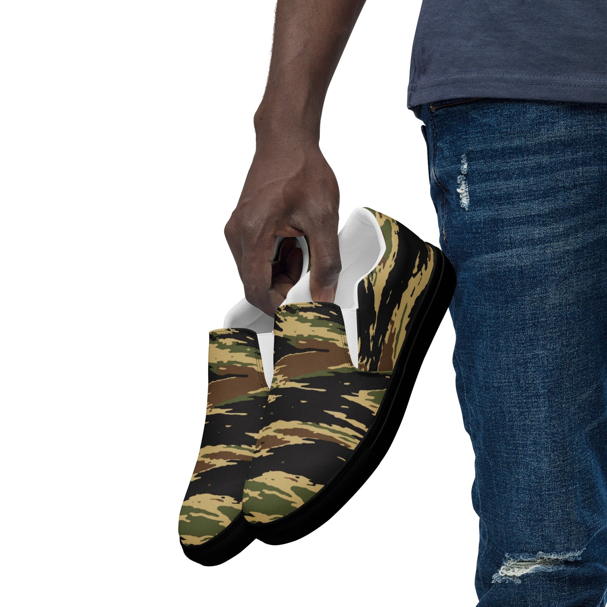 South Vietnamese Early War Tiger Stripe CAMO Mens Slip-On Canvas Shoes