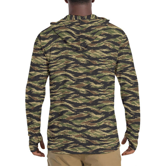 South Vietnamese Early War Tiger Stripe CAMO Mens Sunscreen Sports Hoodie With Thumb Holes