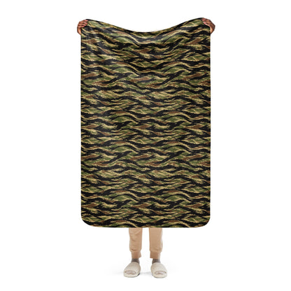 South Vietnamese Early War Tiger Stripe CAMO Sherpa Blanket - 37″×57″
