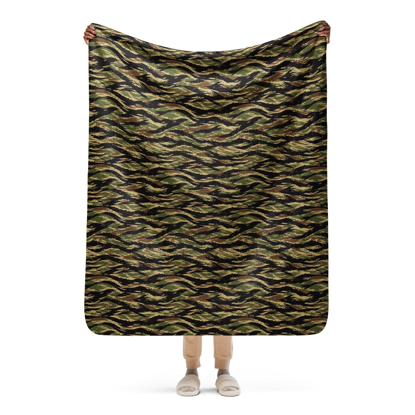 South Vietnamese Early War Tiger Stripe CAMO Sherpa Blanket - 50″×60″