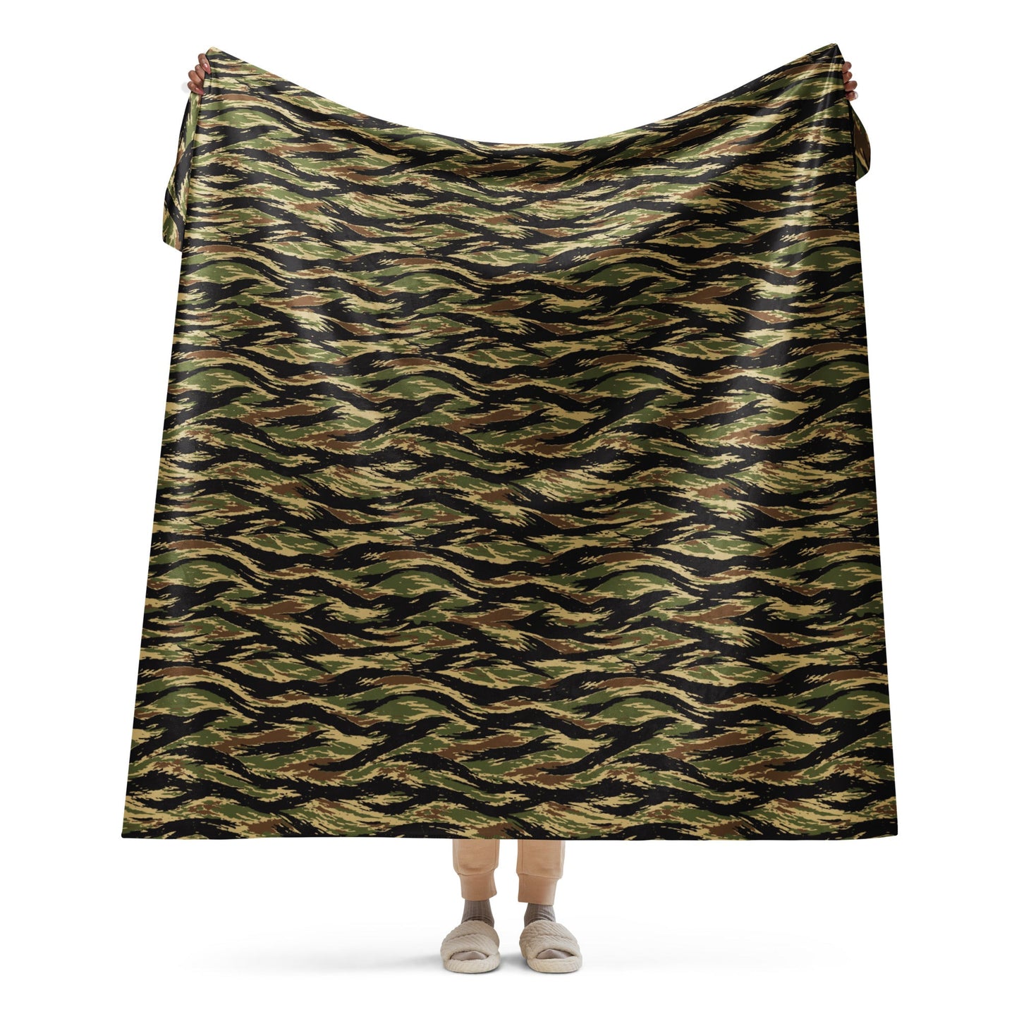 South Vietnamese Early War Tiger Stripe CAMO Sherpa Blanket - 60″×80″