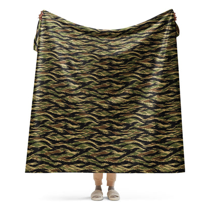 South Vietnamese Early War Tiger Stripe CAMO Sherpa Blanket - 60″×80″