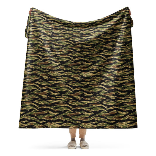 South Vietnamese Early War Tiger Stripe CAMO Sherpa Blanket - 60″×80″