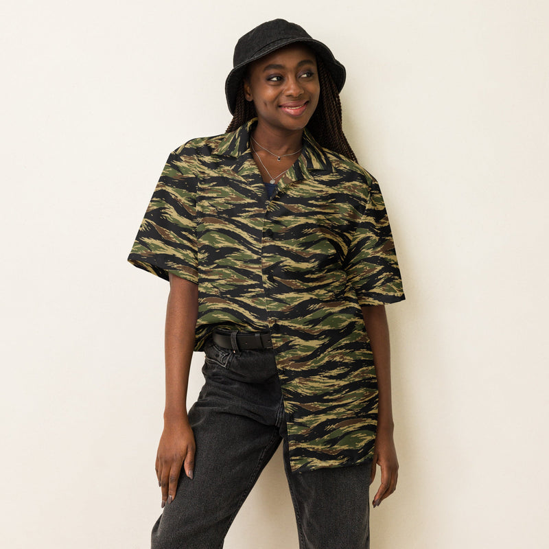 Tiger Stripe Early War CAMO Unisex Short-Sleeve Button Shirt - Button-Up