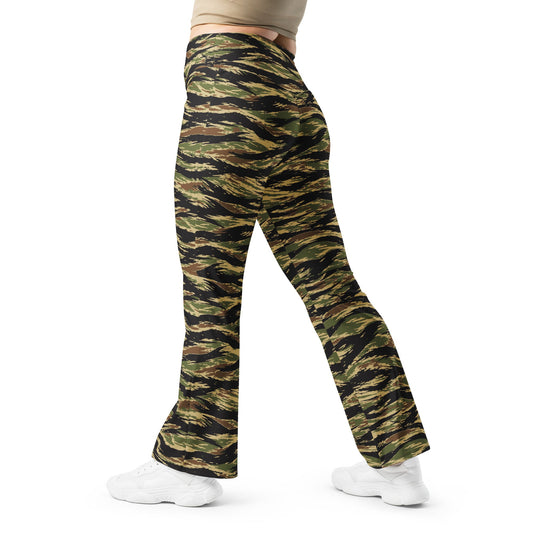 South Vietnamese Early War Tiger Stripe CAMO Womens Flare Leggings - 2XS