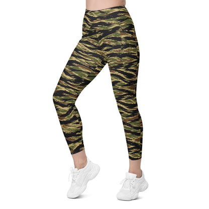 South Vietnamese Early War Tiger Stripe CAMO Womens Leggings with Pockets