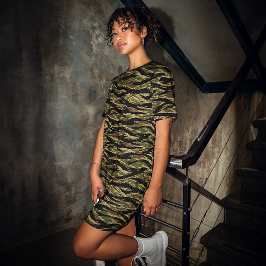 South Vietnamese Early War Tiger Stripe CAMO Womens T-Shirt Dress - 2XS