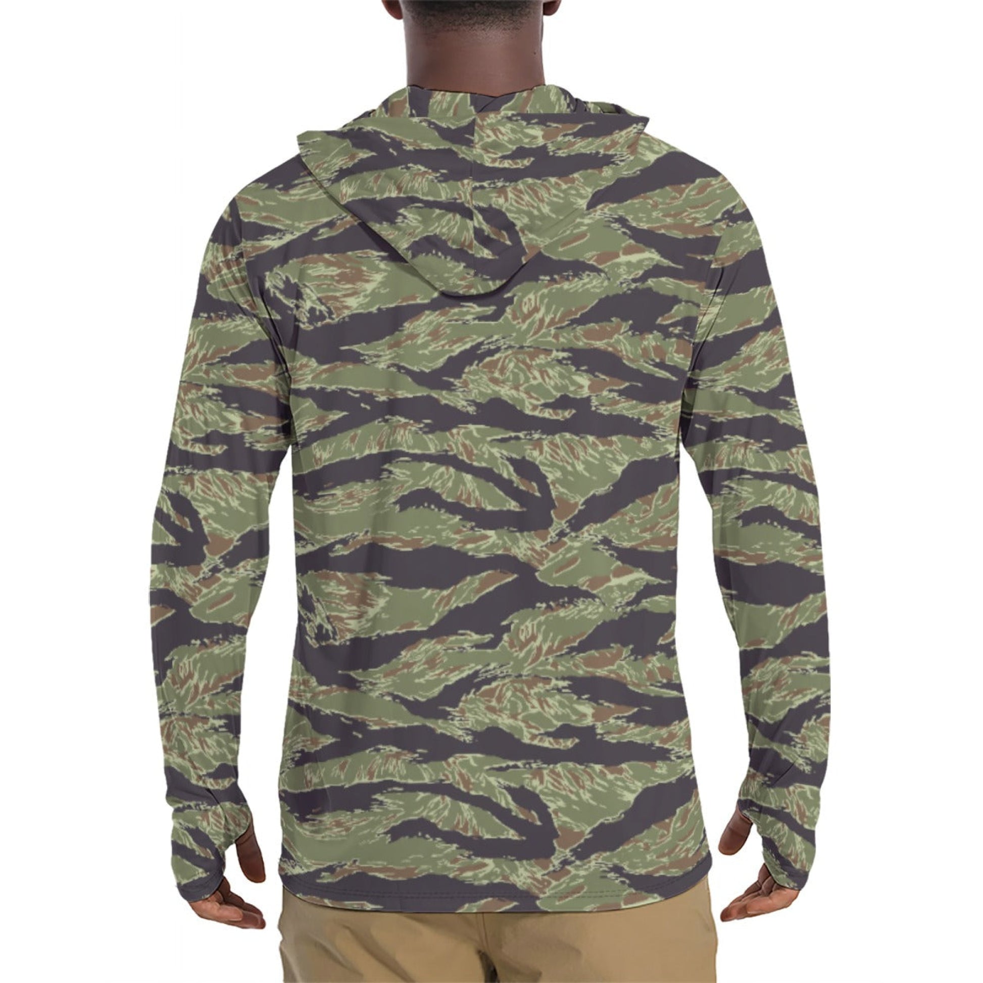 South Vietnamese Marine Corps Tiger Stripe CAMO Mens Sunscreen Sports Hoodie With Thumb Holes
