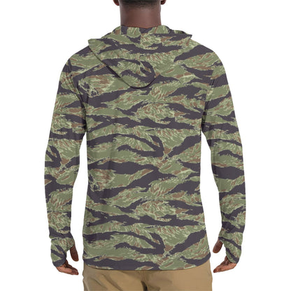South Vietnamese Marine Corps Tiger Stripe CAMO Mens Sunscreen Sports Hoodie With Thumb Holes