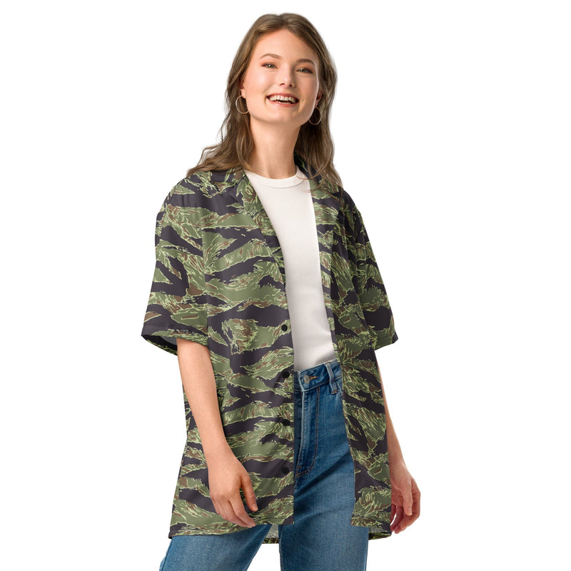 Tiger Stripe Vietnam Marine CAMO Unisex Short-Sleeve Button Shirt
