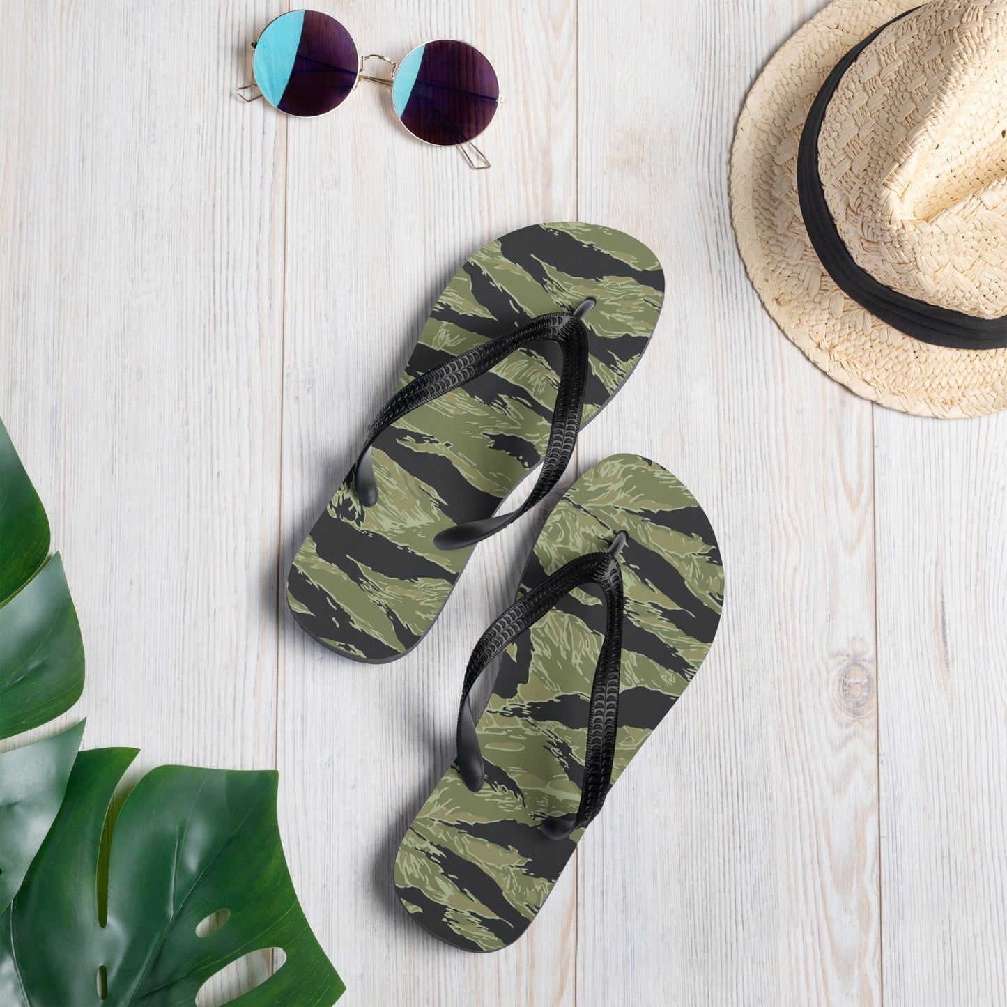 South Vietnamese Sea Wave Tiger Stripe CAMO Flip-Flops - S