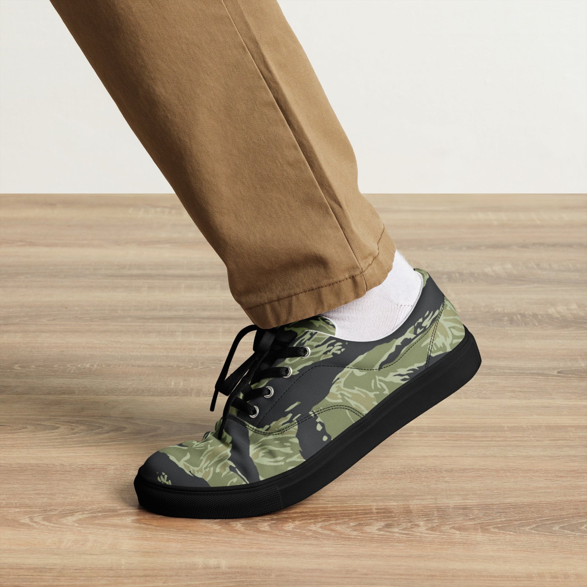 South Vietnamese Sea Wave Tiger Stripe CAMO Mens Lace-Up Canvas Shoes - Lace-up