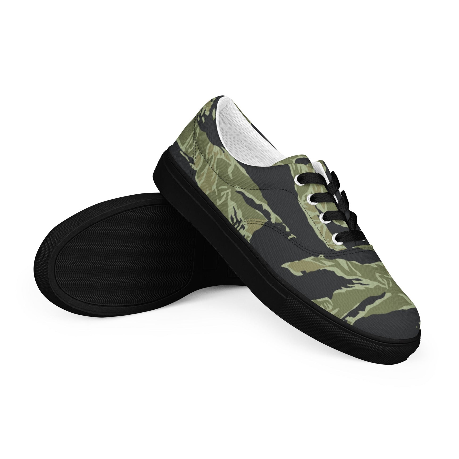 South Vietnamese Sea Wave Tiger Stripe CAMO Mens Lace-Up Canvas Shoes - 5 - Lace-up
