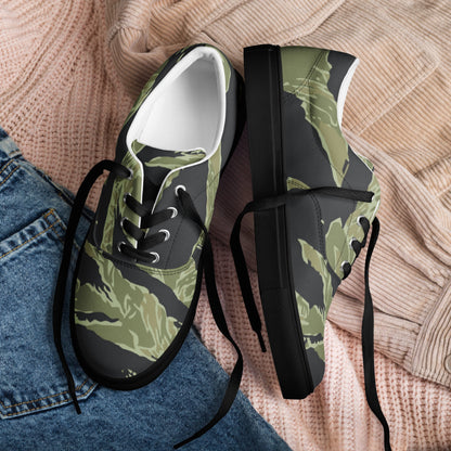 South Vietnamese Sea Wave Tiger Stripe CAMO Mens Lace-Up Canvas Shoes - Lace-up