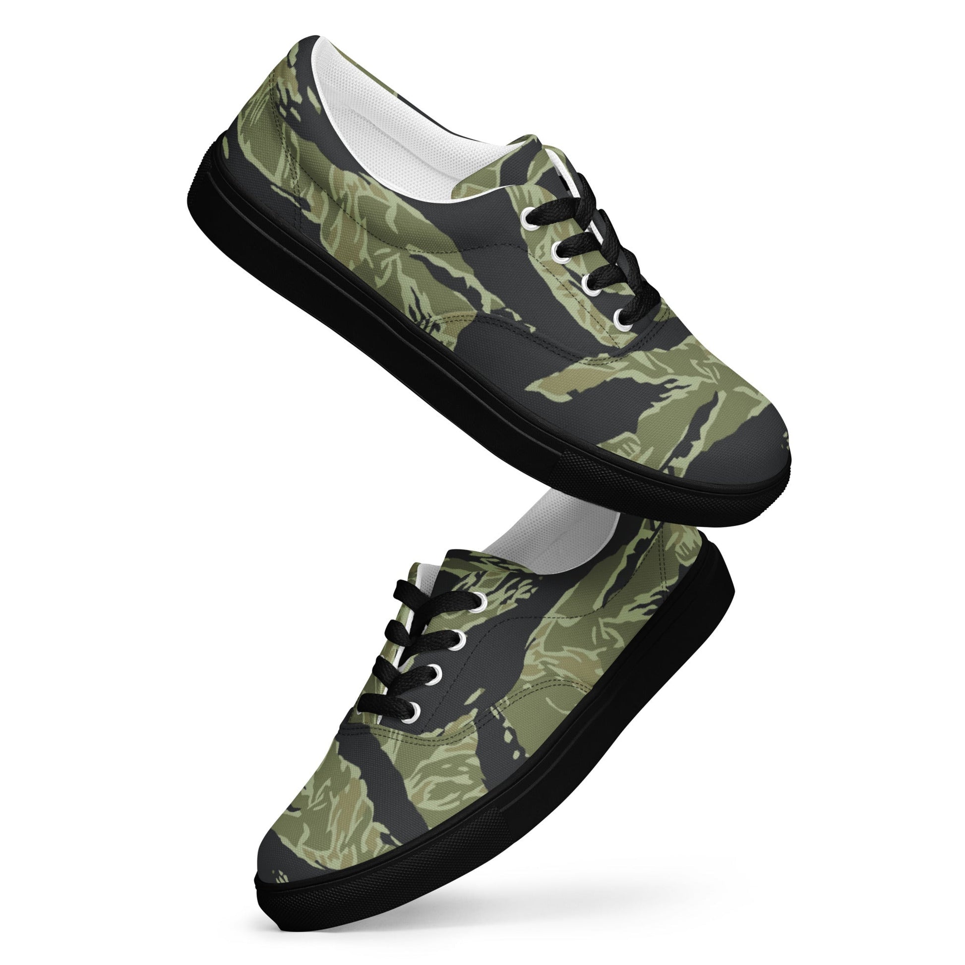 South Vietnamese Sea Wave Tiger Stripe CAMO Mens Lace-Up Canvas Shoes - Lace-up