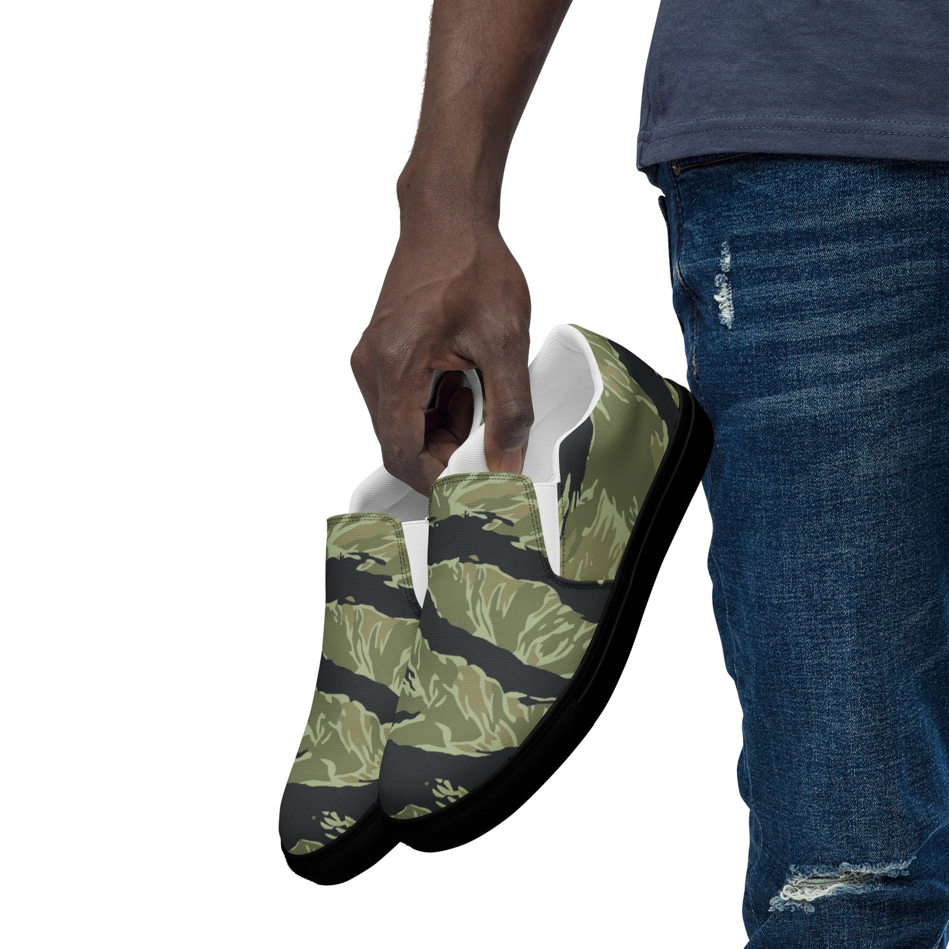 South Vietnamese Sea Wave Tiger Stripe CAMO Mens Slip-On Canvas Shoes