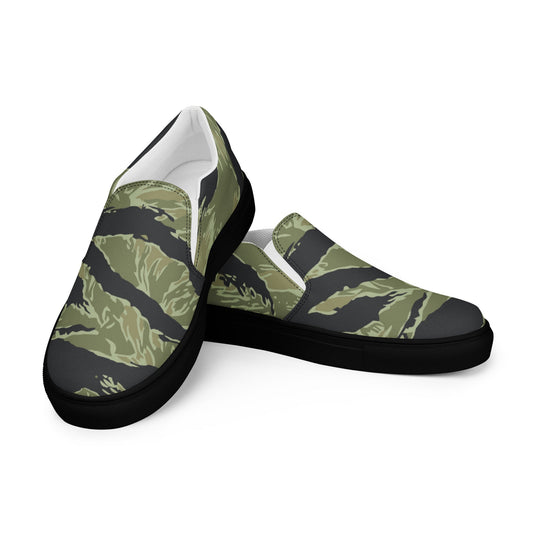 South Vietnamese Sea Wave Tiger Stripe CAMO Mens Slip-On Canvas Shoes - 5