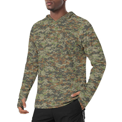 South Vietnamese Sea Wave Tiger Stripe CAMO Mens Sunscreen Sports Hoodie With Thumb Holes