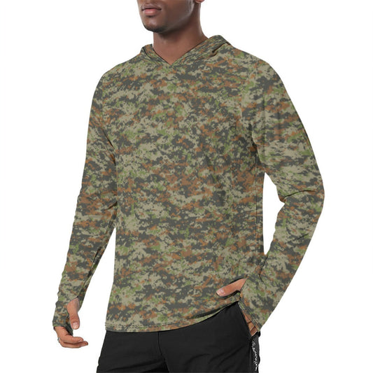 South Vietnamese Sea Wave Tiger Stripe CAMO Mens Sunscreen Sports Hoodie With Thumb Holes