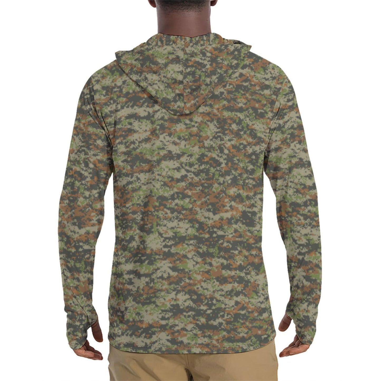 South Vietnamese Sea Wave Tiger Stripe CAMO Mens Sunscreen Sports Hoodie With Thumb Holes - S / White