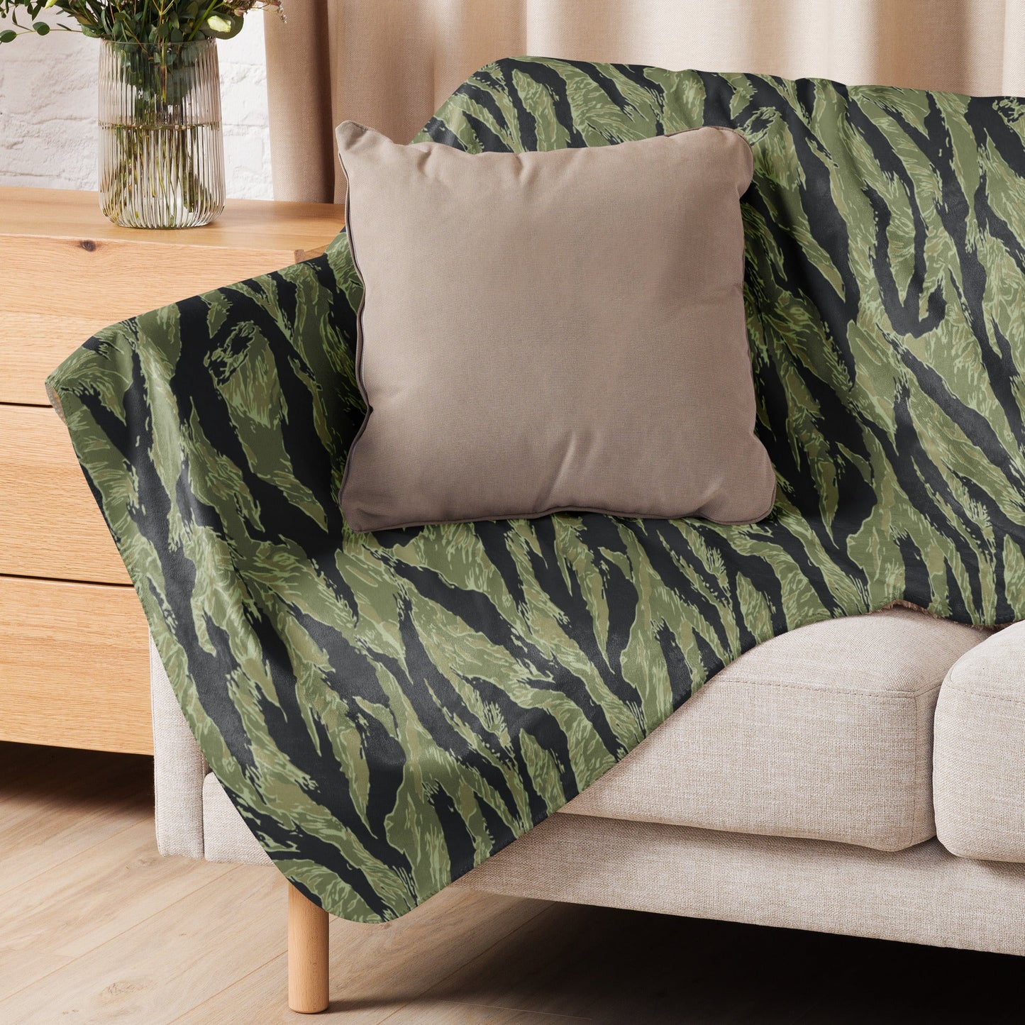 South Vietnamese Sea Wave Tiger Stripe CAMO Sherpa Blanket