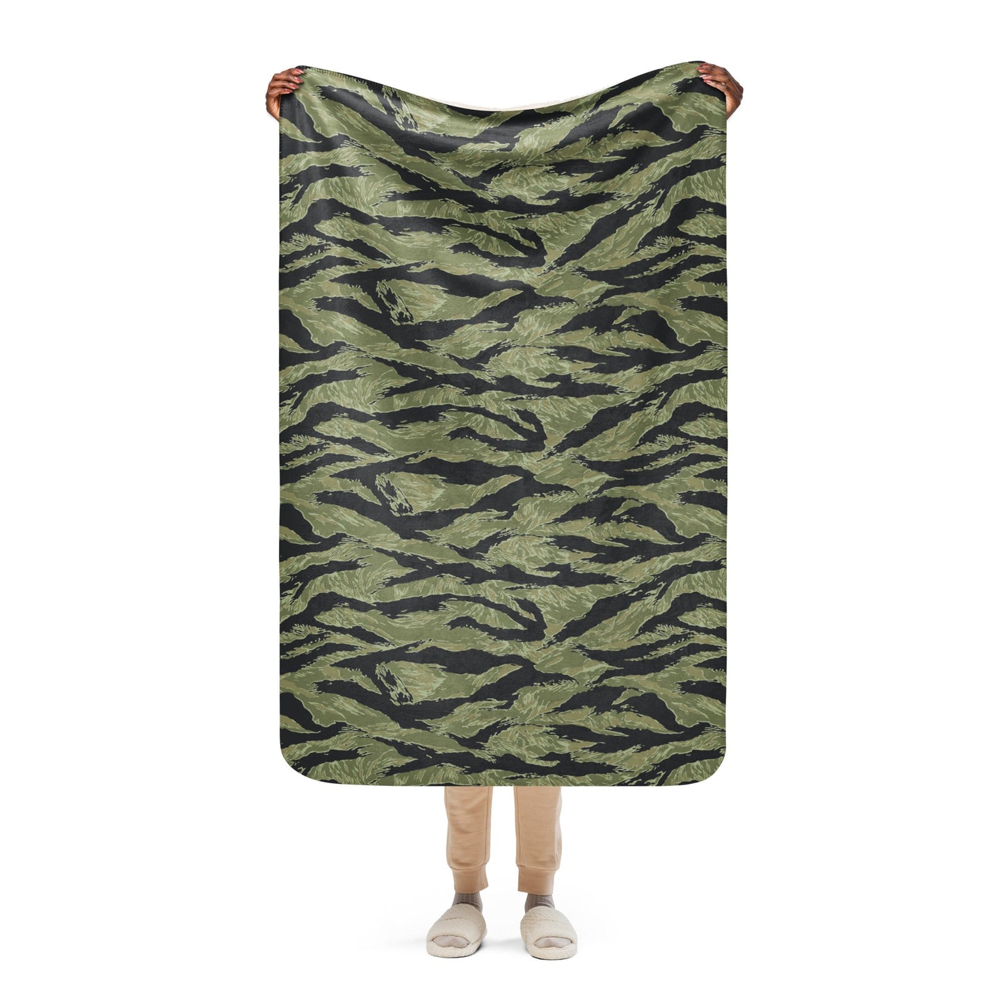 South Vietnamese Sea Wave Tiger Stripe CAMO Sherpa Blanket - 37″×57″