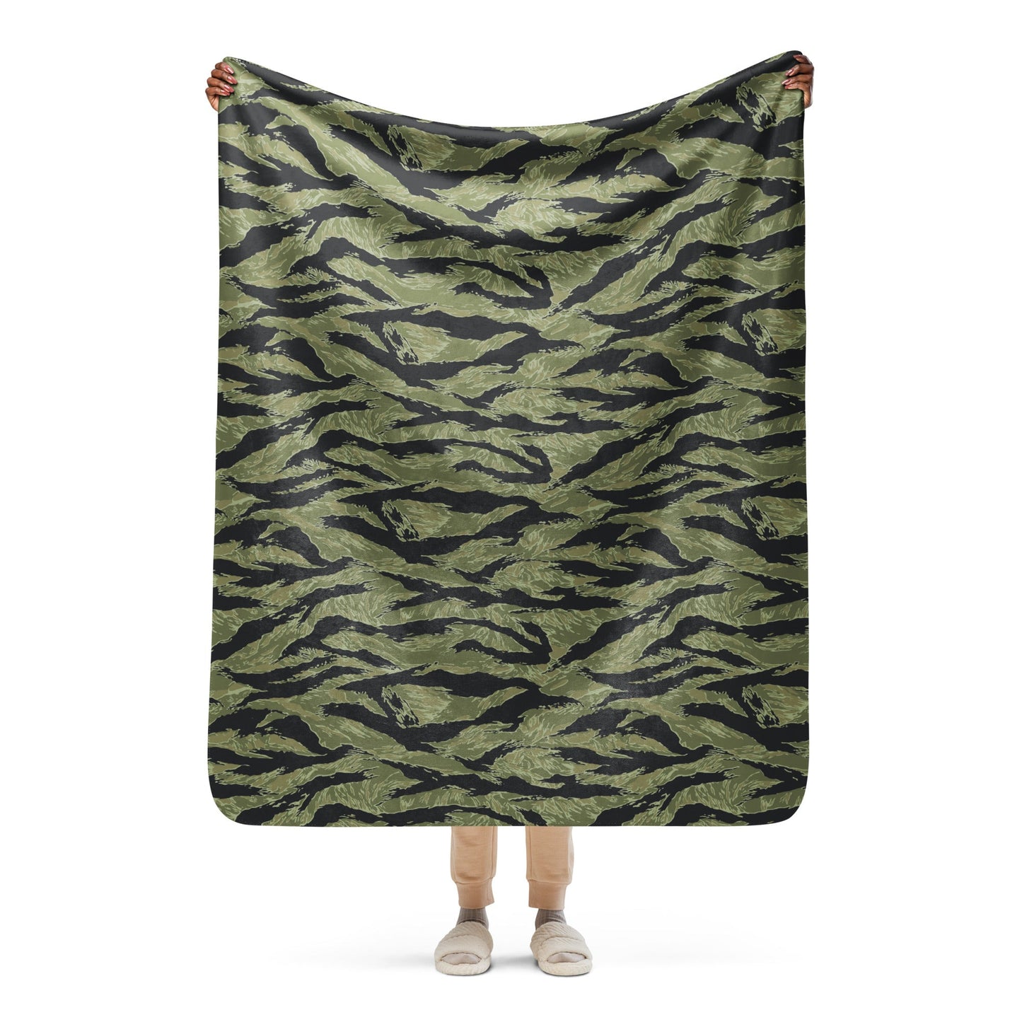 South Vietnamese Sea Wave Tiger Stripe CAMO Sherpa Blanket - 50″×60″