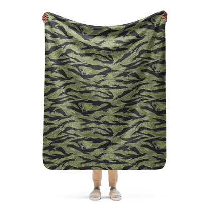 South Vietnamese Sea Wave Tiger Stripe CAMO Sherpa Blanket - 50″×60″