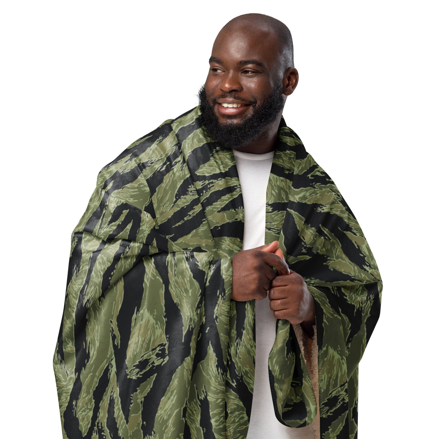South Vietnamese Sea Wave Tiger Stripe CAMO Sherpa Blanket