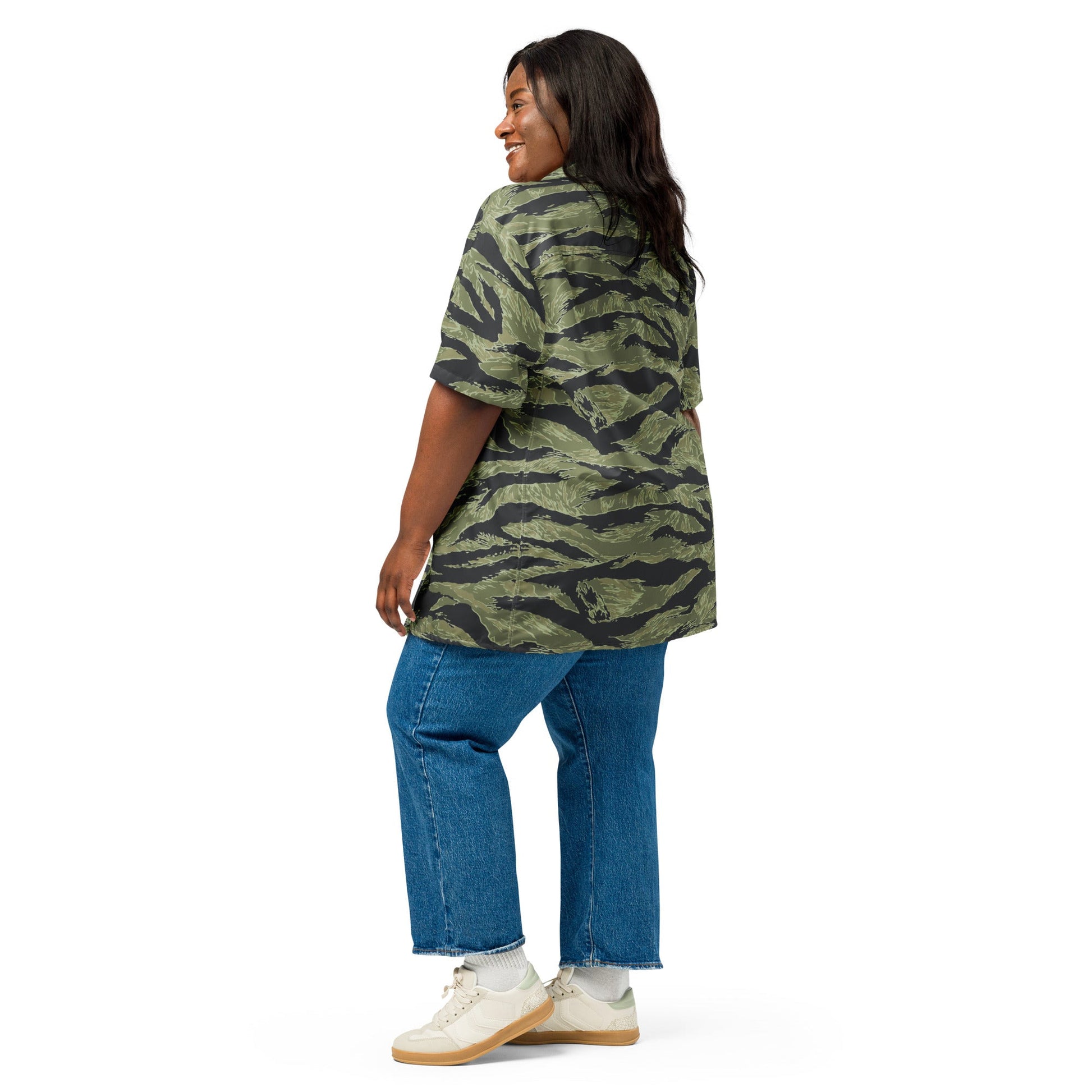 South Vietnamese Sea Wave Tiger Stripe CAMO Unisex Short-Sleeve Button Shirt