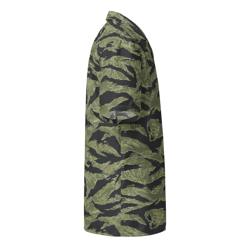 Tiger Stripe Sea Wave CAMO Unisex Short-Sleeve Button Shirt - Button-Up