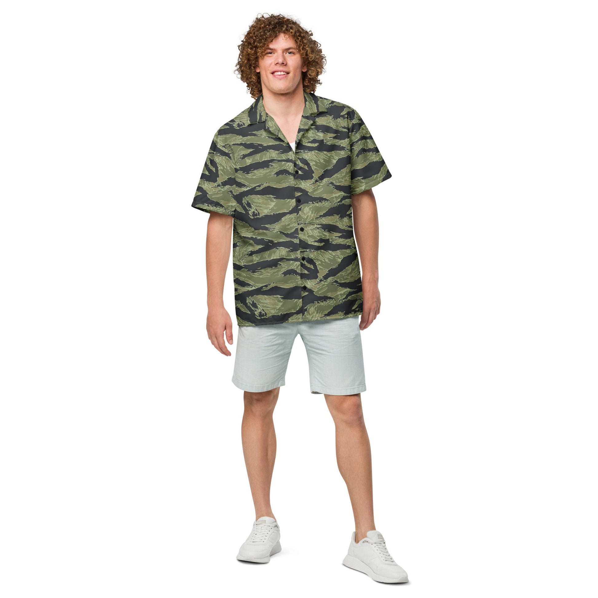 South Vietnamese Sea Wave Tiger Stripe CAMO Unisex Short-Sleeve Button Shirt