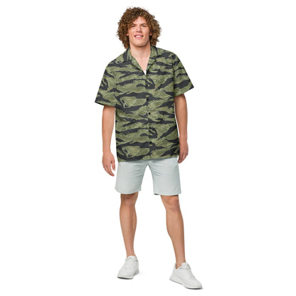 South Vietnamese Sea Wave Tiger Stripe CAMO Unisex Short-Sleeve Button Shirt