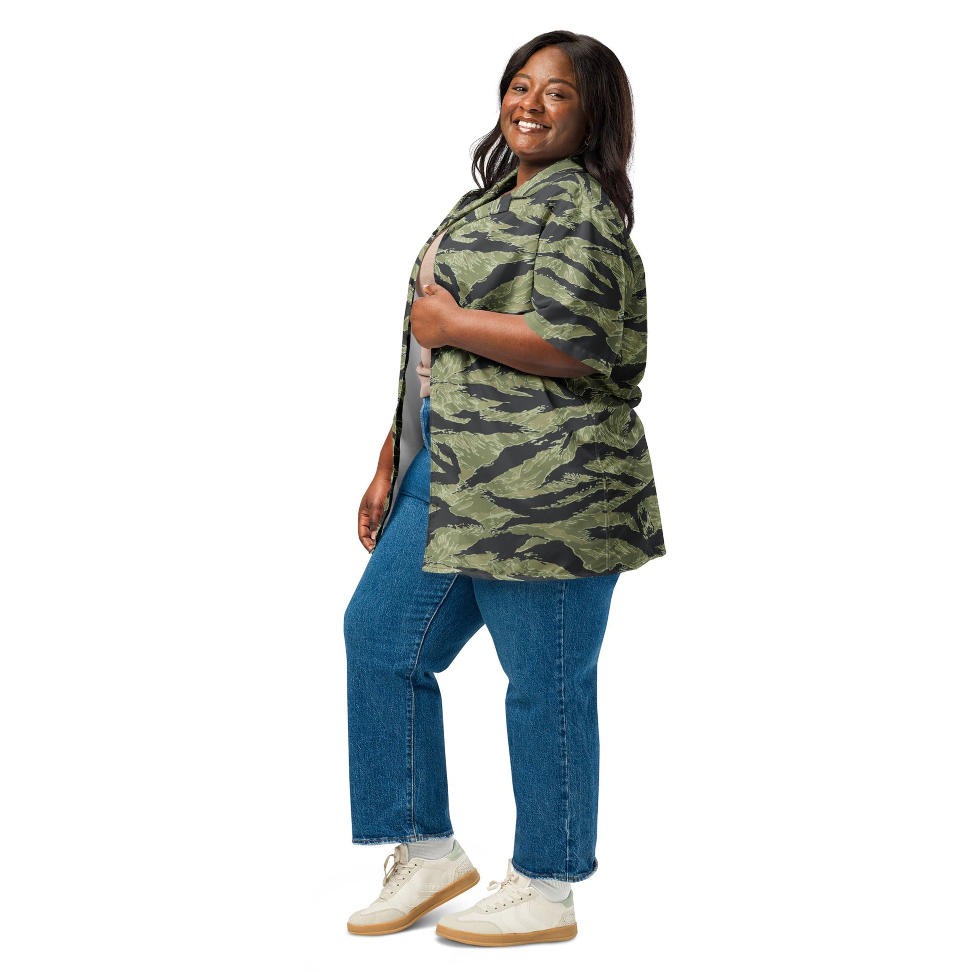 South Vietnamese Sea Wave Tiger Stripe CAMO Unisex Short-Sleeve Button Shirt