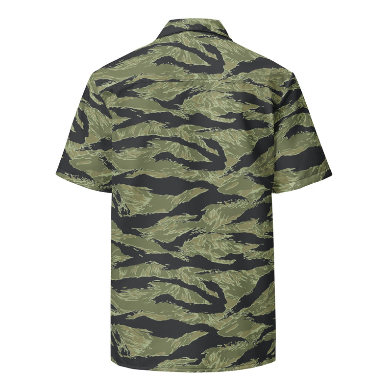 Tiger Stripe Sea Wave CAMO Unisex Short-Sleeve Button Shirt - Button-Up