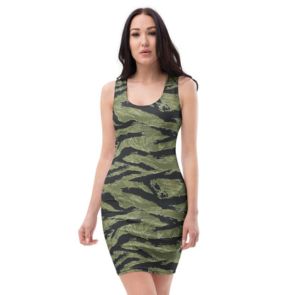 South Vietnamese Sea Wave Tiger Stripe CAMO Womens Bodycon Dress - XS