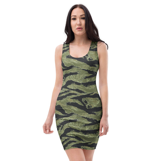 South Vietnamese Sea Wave Tiger Stripe CAMO Womens Bodycon Dress - XS