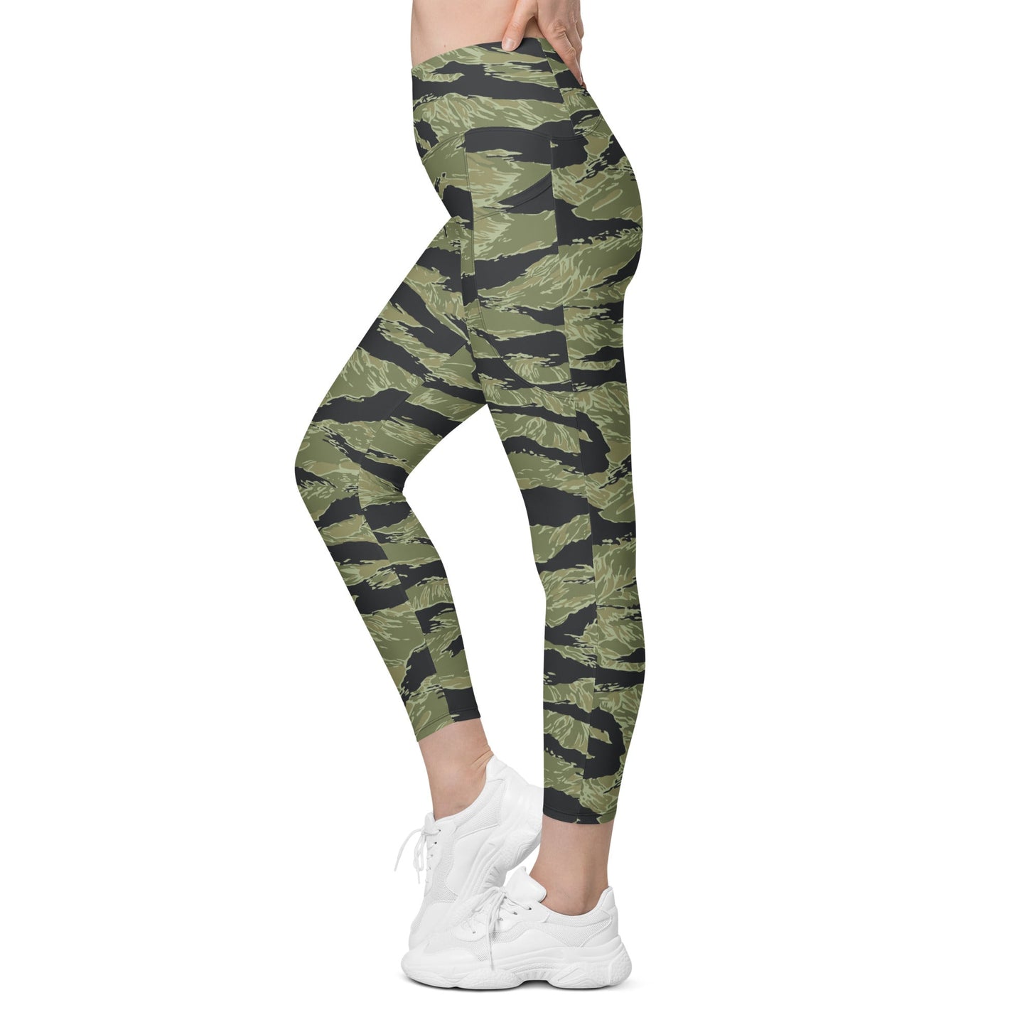 South Vietnamese Sea Wave Tiger Stripe CAMO Womens Leggings with Pockets