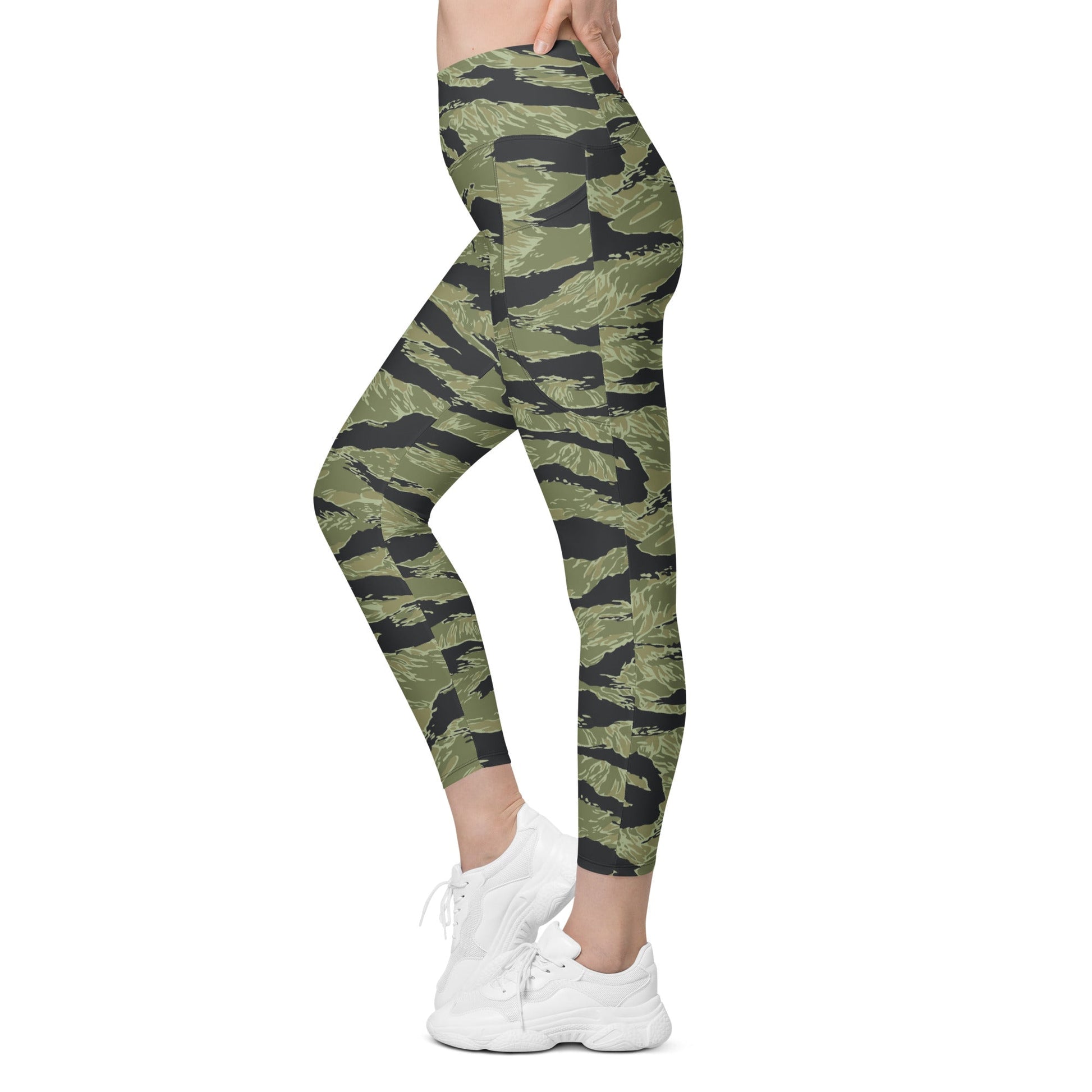 South Vietnamese Sea Wave Tiger Stripe CAMO Womens Leggings with Pockets