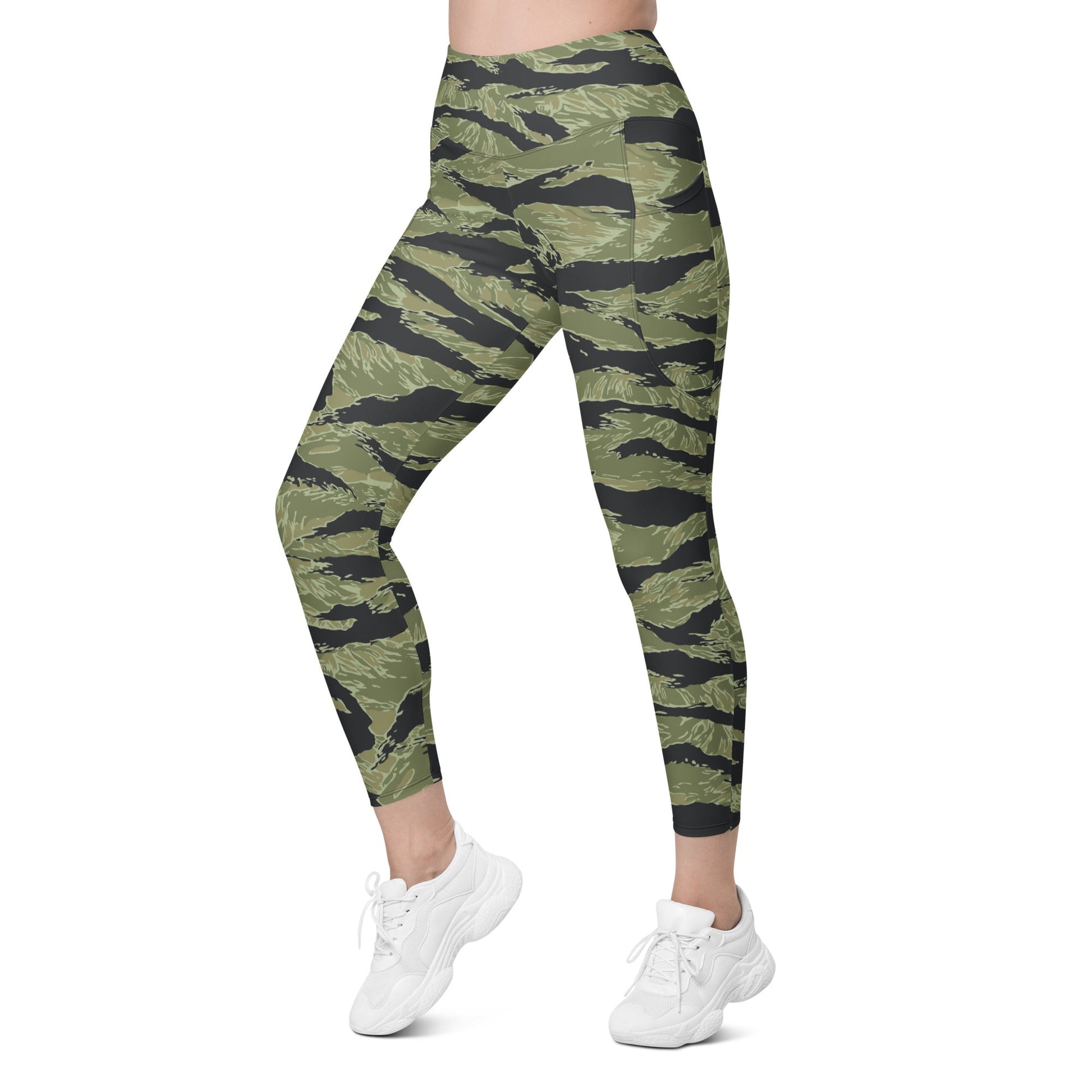 South Vietnamese Sea Wave Tiger Stripe CAMO Womens Leggings with Pockets