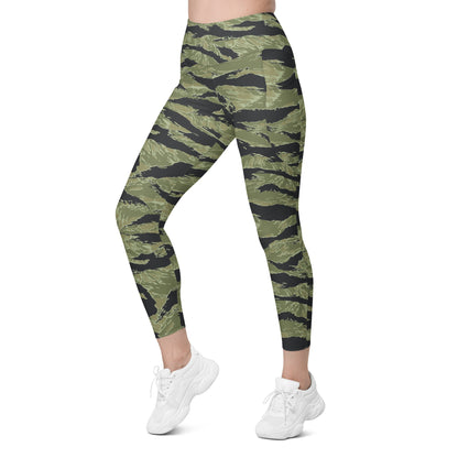 South Vietnamese Sea Wave Tiger Stripe CAMO Womens Leggings with Pockets