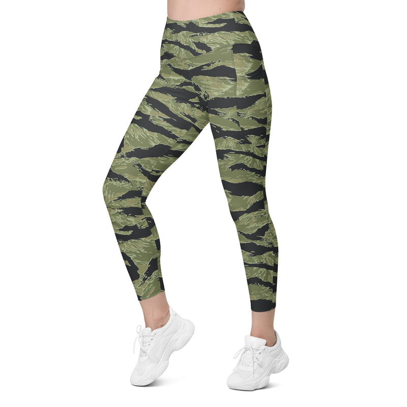 Tiger Stripe Sea Wave CAMO Womens Leggings with Pockets - Women