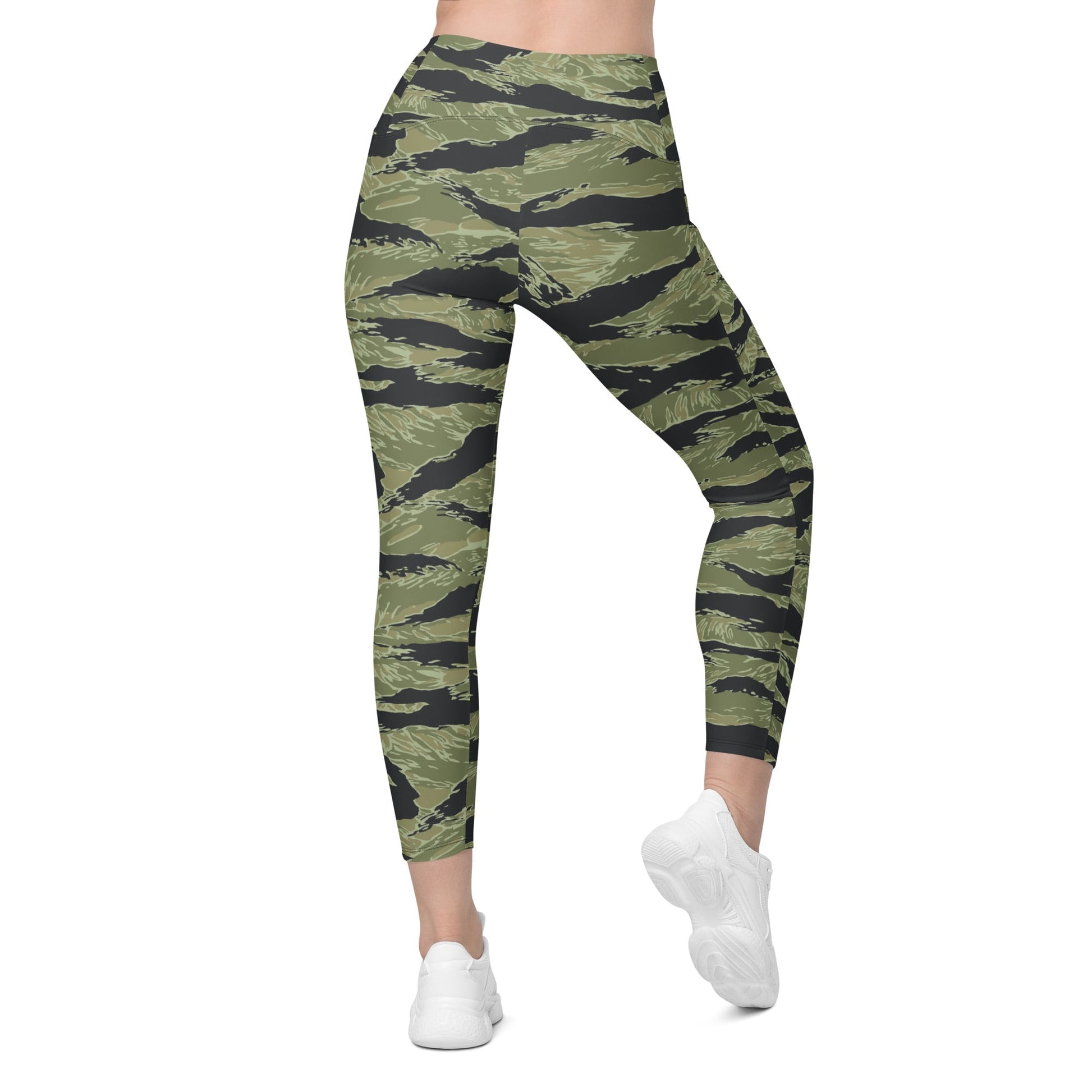 South Vietnamese Sea Wave Tiger Stripe CAMO Womens Leggings with Pockets