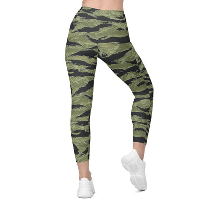 South Vietnamese Sea Wave Tiger Stripe CAMO Womens Leggings with Pockets