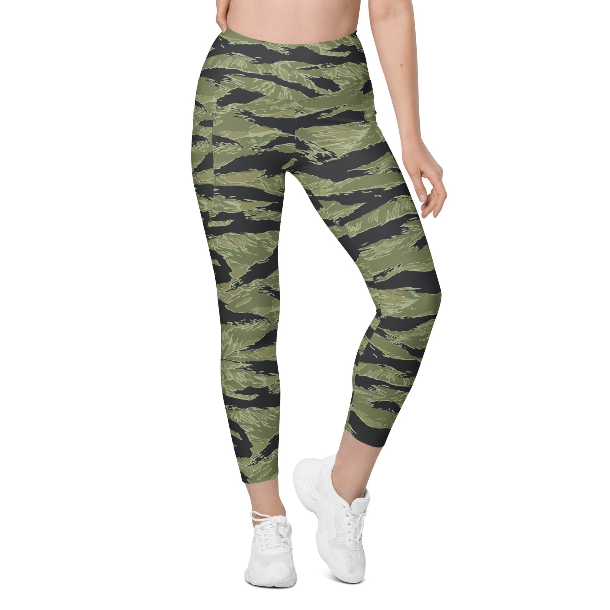 South Vietnamese Sea Wave Tiger Stripe CAMO Womens Leggings with Pockets