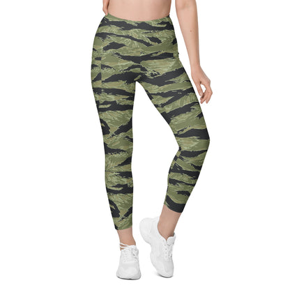 South Vietnamese Sea Wave Tiger Stripe CAMO Womens Leggings with Pockets