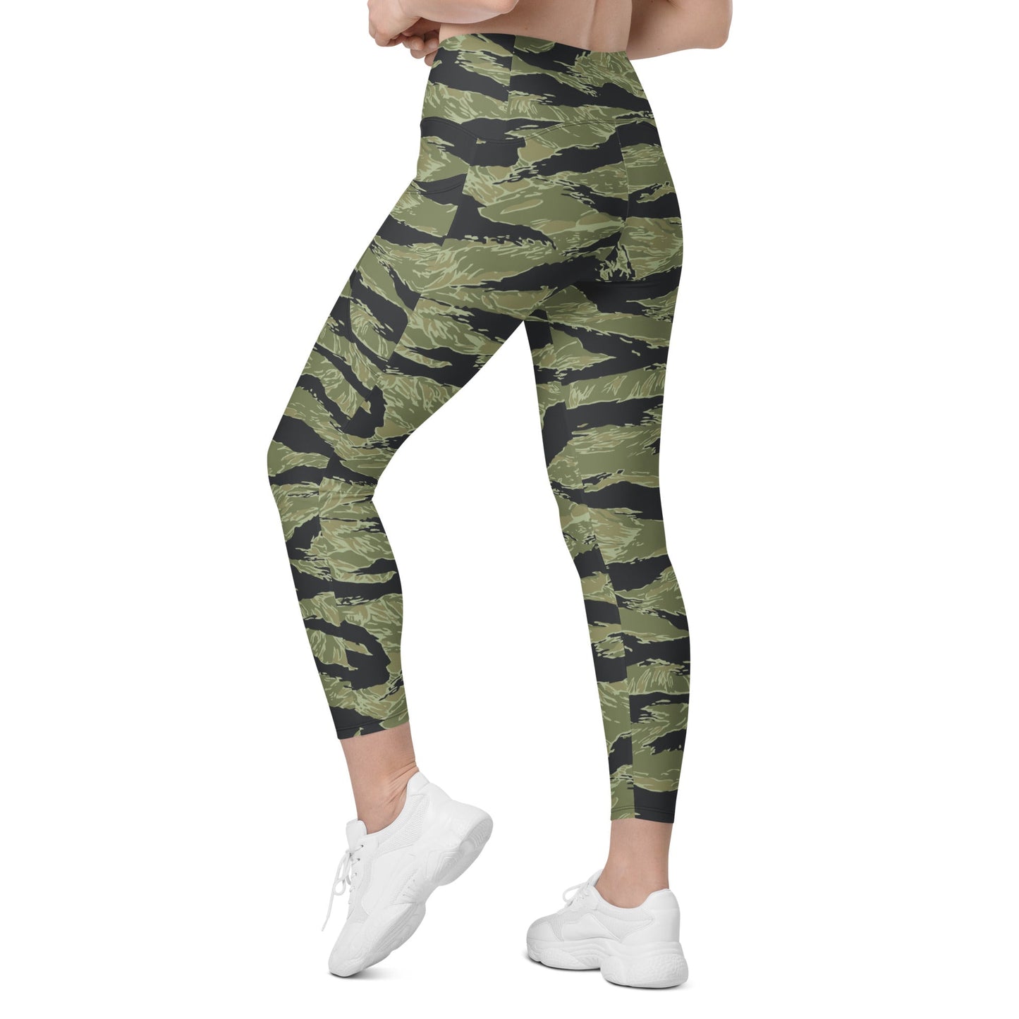 South Vietnamese Sea Wave Tiger Stripe CAMO Womens Leggings with Pockets