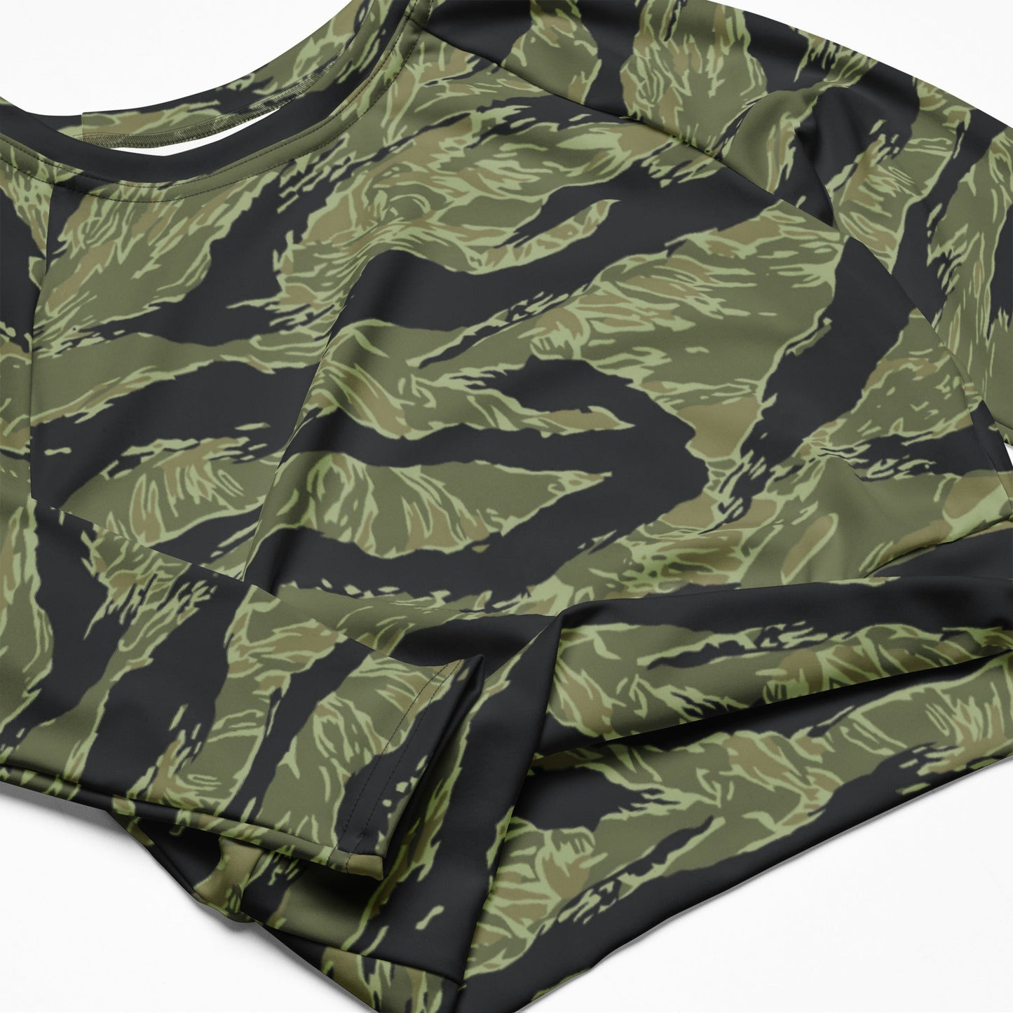 South Vietnamese Sea Wave Tiger Stripe CAMO Womens Long-Sleeve Crop Top