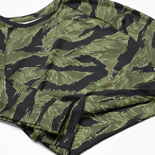 South Vietnamese Sea Wave Tiger Stripe CAMO Womens Long-Sleeve Crop Top